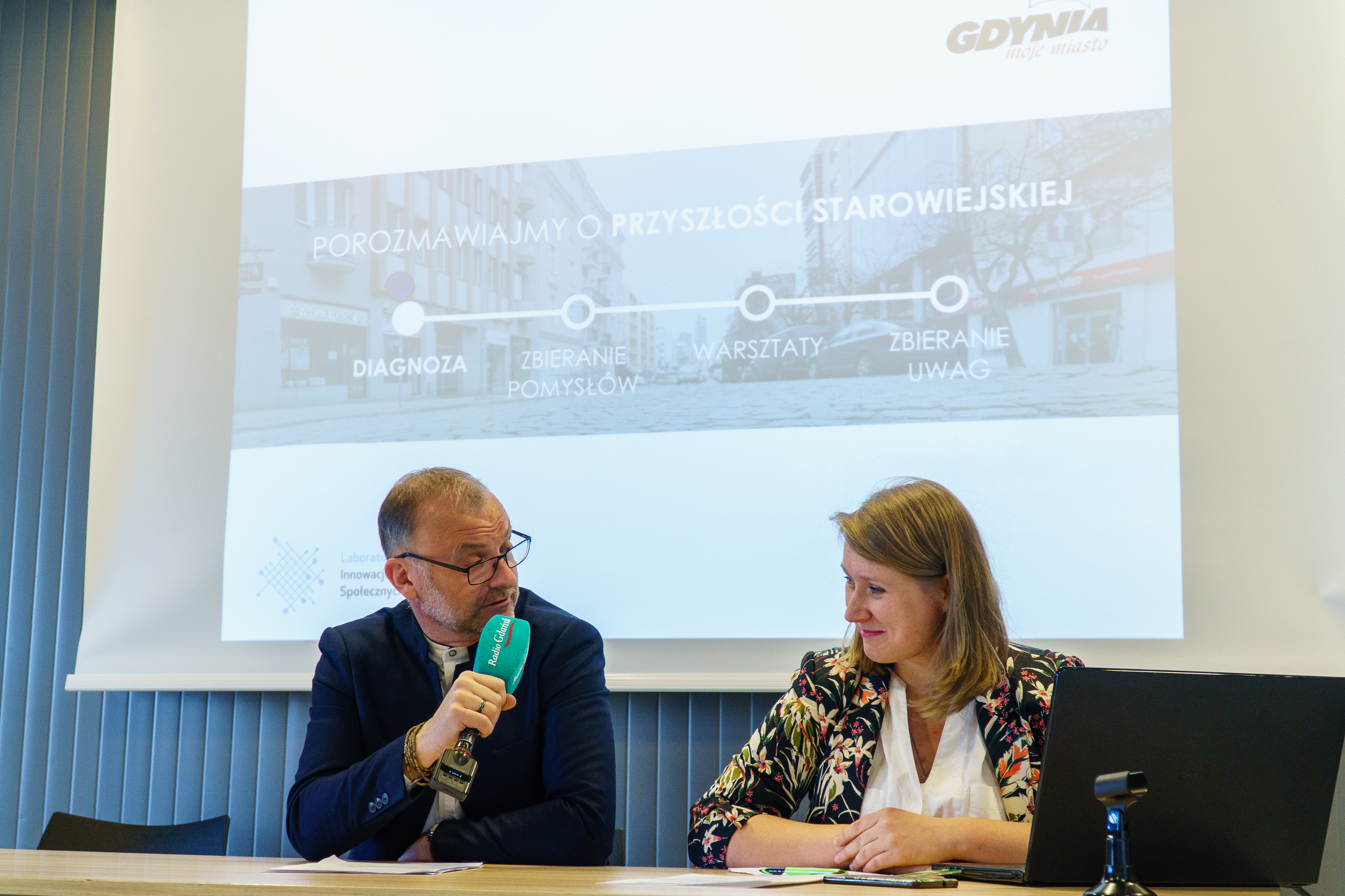 Michał Guć, wiceprezydent Gdyni ds. innowacji i Ewa Stokłuska z Laboratorium Innowacji Społecznych w Gdyni