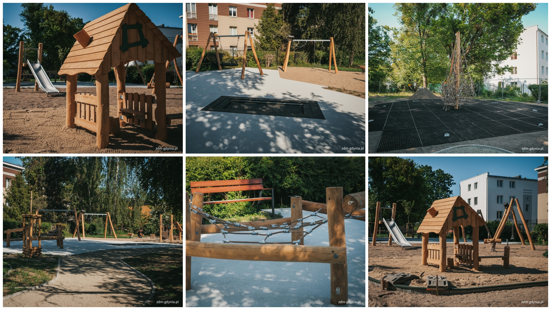Drewniane konstrukcje placu ingerują się w otoczenie i pasują do tematyki placu (fot. Marcin Mielewski, Zarząd Dr&oacute;g Miejskich)