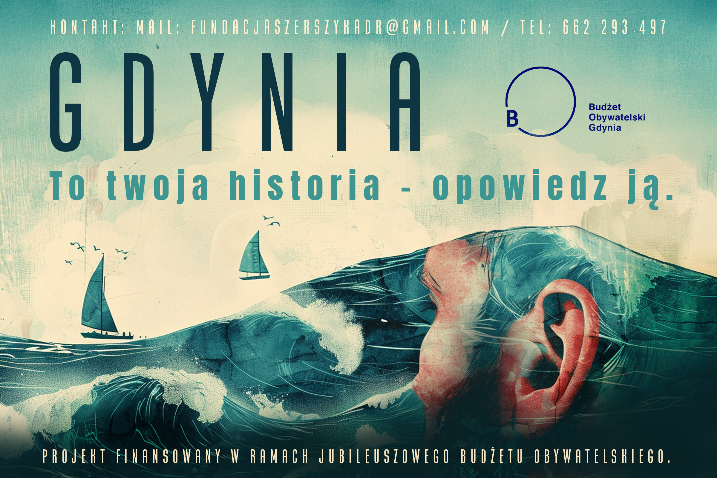 Grafika informująca o projekcje Gdynia to twoja historia - opowiedz ją