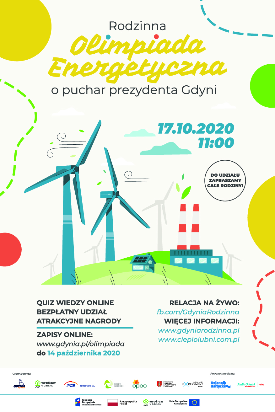 Plakat promujący Olimpiadę Energetyczną, kt&oacute;ra odbędzie się online 17 października 2020 roku // materiały prasowe