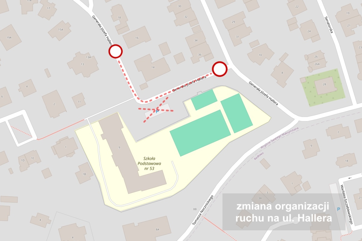 Zmiany w organizacji ruchu na ul. Hallera, kt&oacute;re będą obowiązywać od 9 do 31 sierpnia (mat. prasowe)