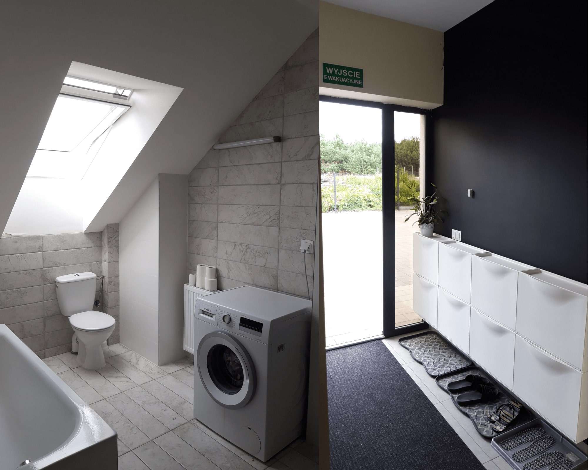 Korytarz i łazienka w nowej plac&oacute;wce.