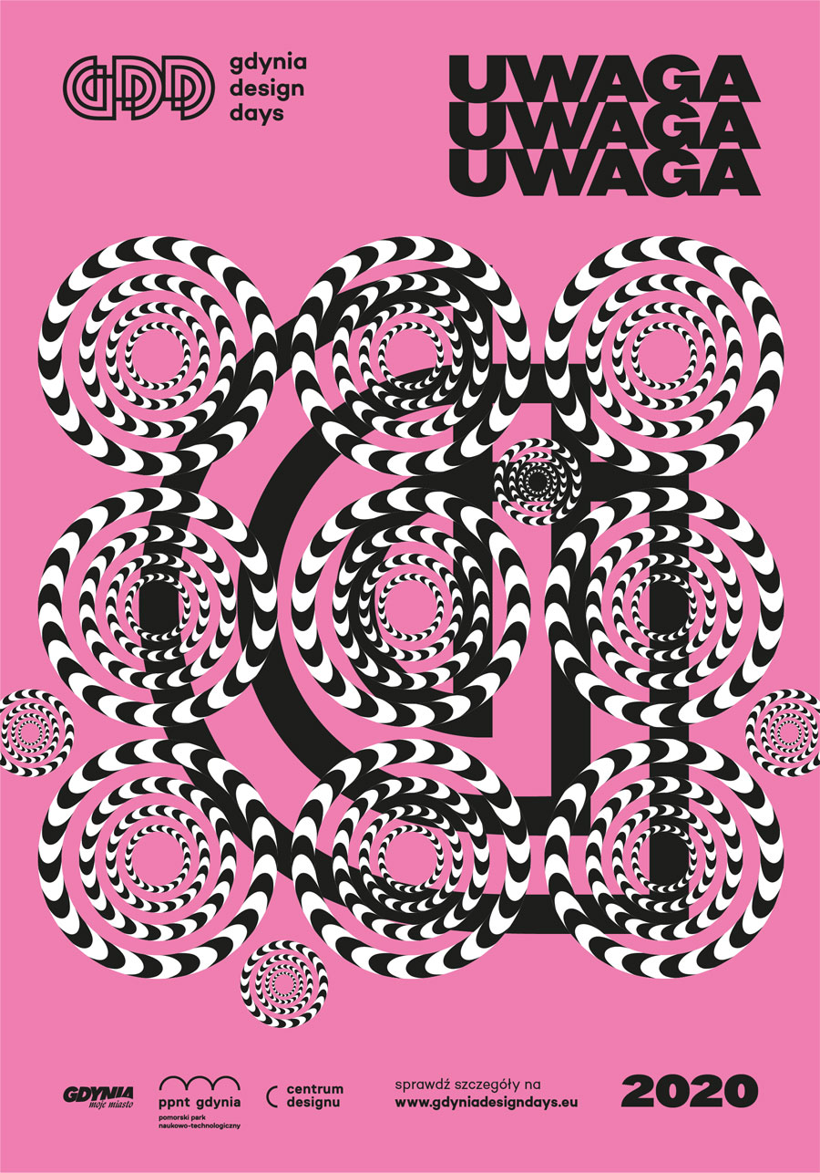 Plakat Gdynia Design Days 2020, projekt: Patryk Hardziej, Ada Zielińska, Akiyoshi Kitaoka. // mat. prasowe