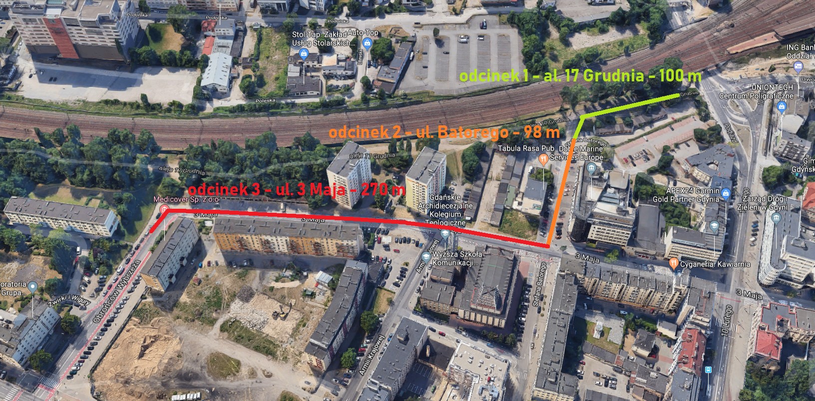 Tymi ulicami ma przebiegać nowa droga rowerowa w Śr&oacute;dmieściu // fot. ZDiZ