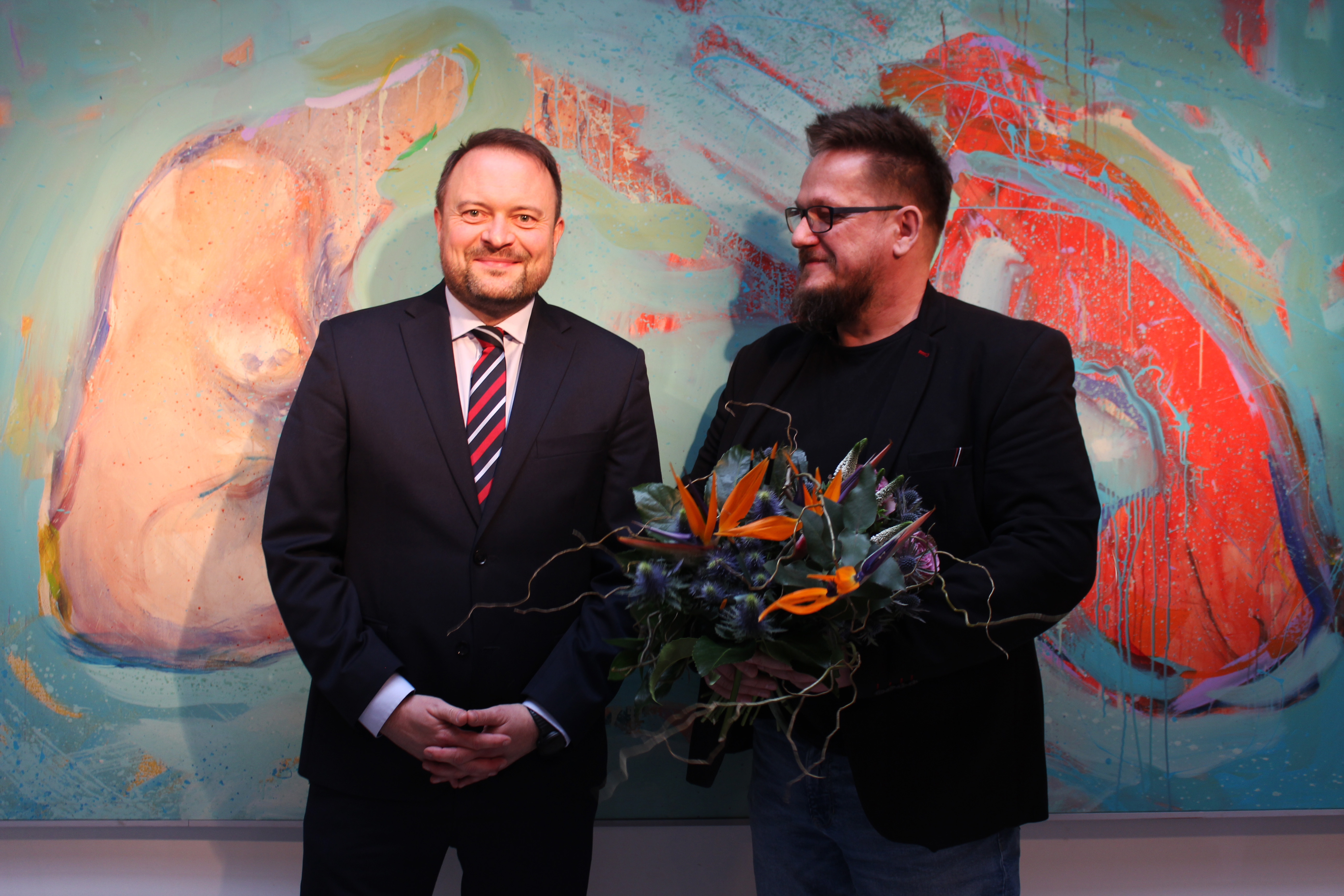 Artysta Jacek Piątek i wiceprezydent Gdyni Marek Łucyk. Fot. Ewa Manuszewska