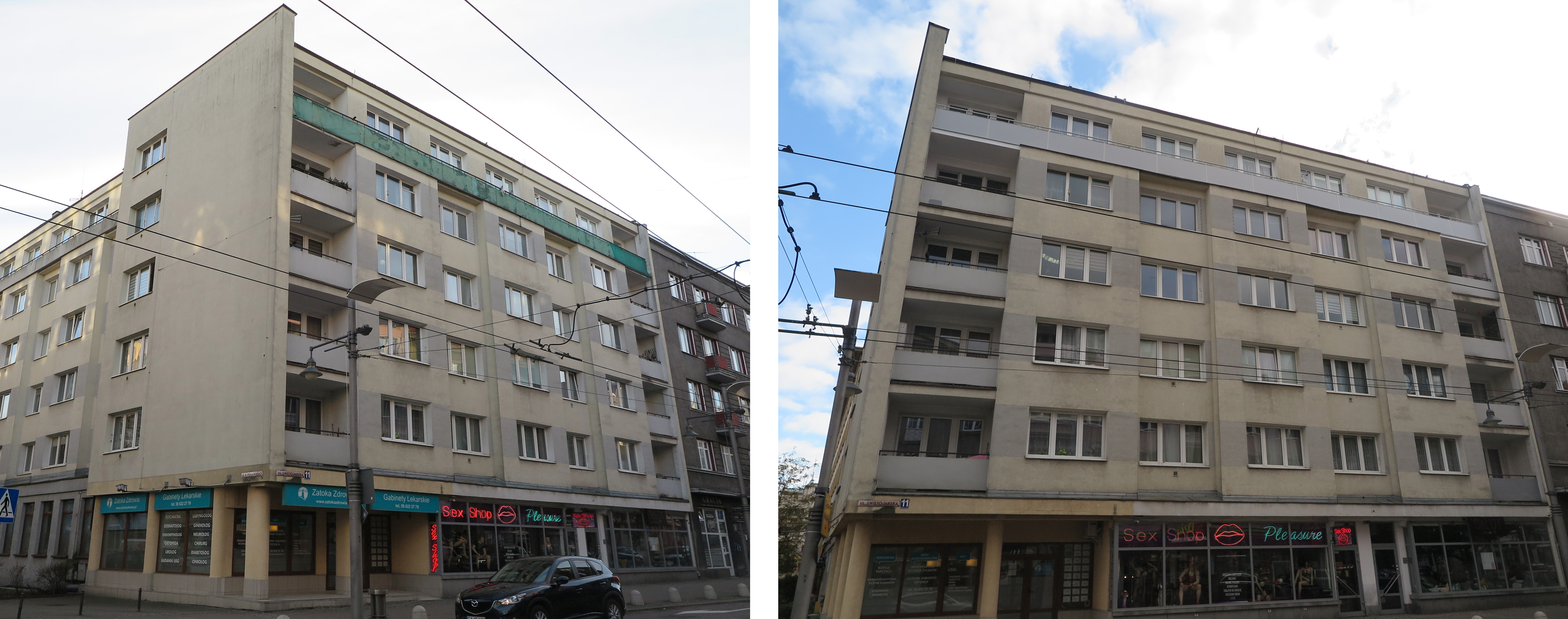 Budynek przed i po remoncie