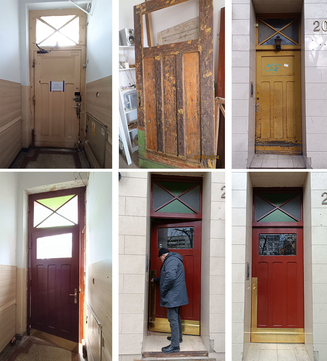 Drzwi przed, w trakcie i po wykonaniu prac