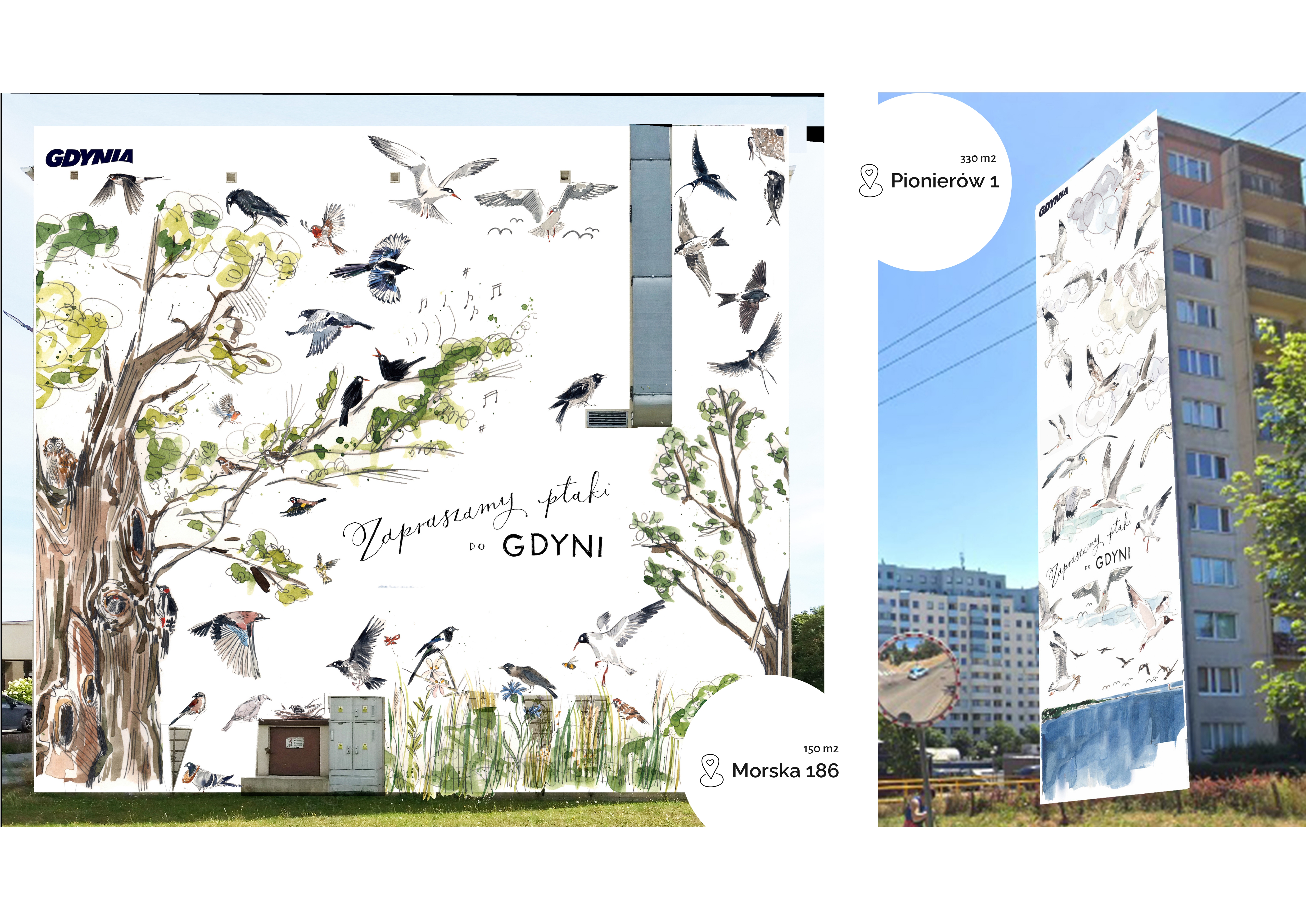 Tak będą wyglądać dwa ekologiczne murale, które powstaną w ramach tegorocznej akcji, fot. mat. EcoEvolution