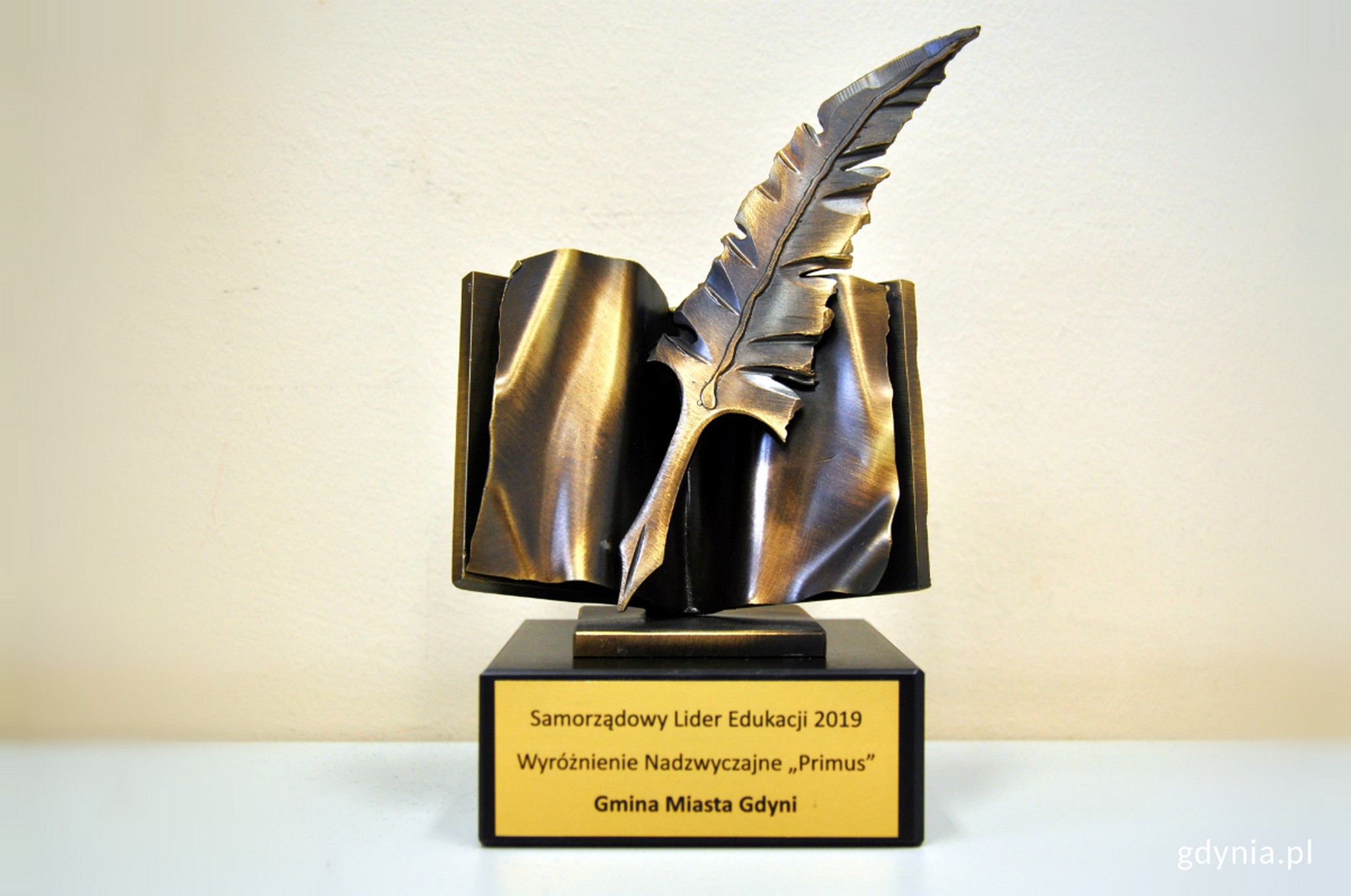 Nagroda dla Gminy Miasta Gdyni "Samorządowy Lider Edukacji 2019. Wyr&oacute;żnienie nadzwyczajne Primus".  