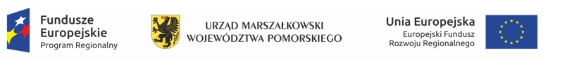 Logotypy Fundusze Europejskie, Urząd Województwa Pomorskiego, Unii Europejskiej